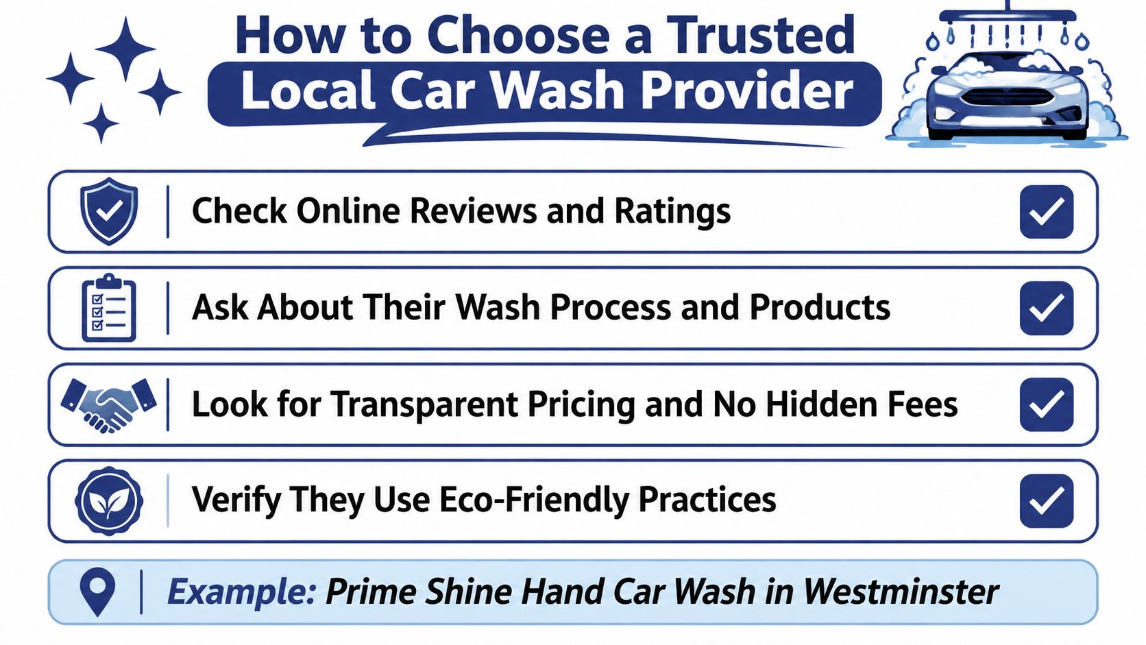 A guide listing four tips on how to choose a trusted local car wash provider efficiently.